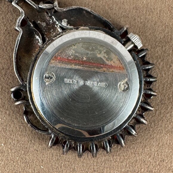 Fabulous Vintage 1940's Ladies Garnet and Marcasite Watch Pendant necklace - Picture 5 of 8